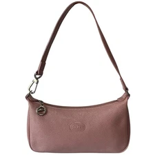 Vintage Longchamp Le Foulonné Pink Leather Shoulder Bag Y2K Silver Baguette