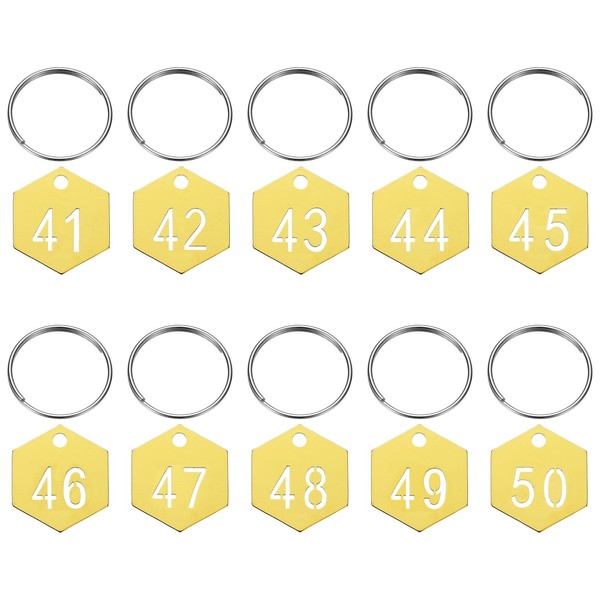 ZahlenanhäNger 41-50 FüR SchlüSselanhäNger, 10 StüCk, Gold, Edelstahl-image