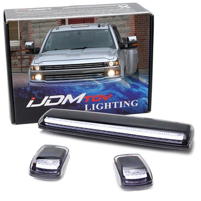 #ad Black Out White Full Strip LED Cab Roof Light Kit For 15 19 Silverado Sierra HD $93.09