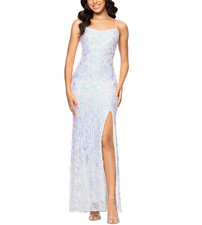 B A By Betsy Adam Side-Slit Sequinned Evening Gown 199 Size 4 14B 2507 Blm