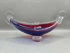 Murano Red And Blue Gondola Glass Art