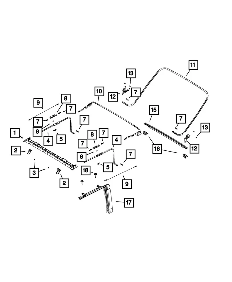 Kit de arco superior plegable genuino Mopar Jeep Wrangler 2 puertas 68049278AA Foto 2 de 2