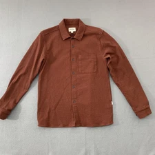 Rhythm Shirt Mens Small Brown Rust Textured Cotton Long Sleeve Button Up Casual