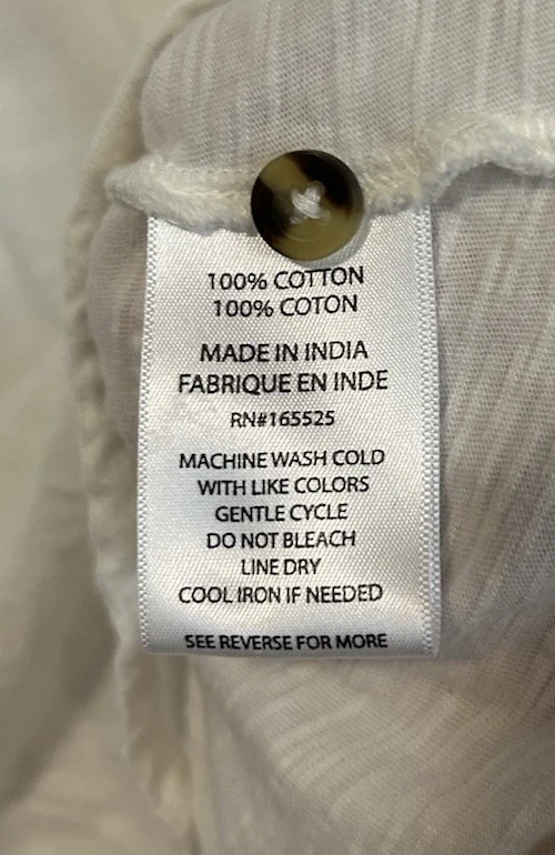 Camisa Top Lola River Mujer XL Blanca Manga Larga Con Botones Foto 3 de 4