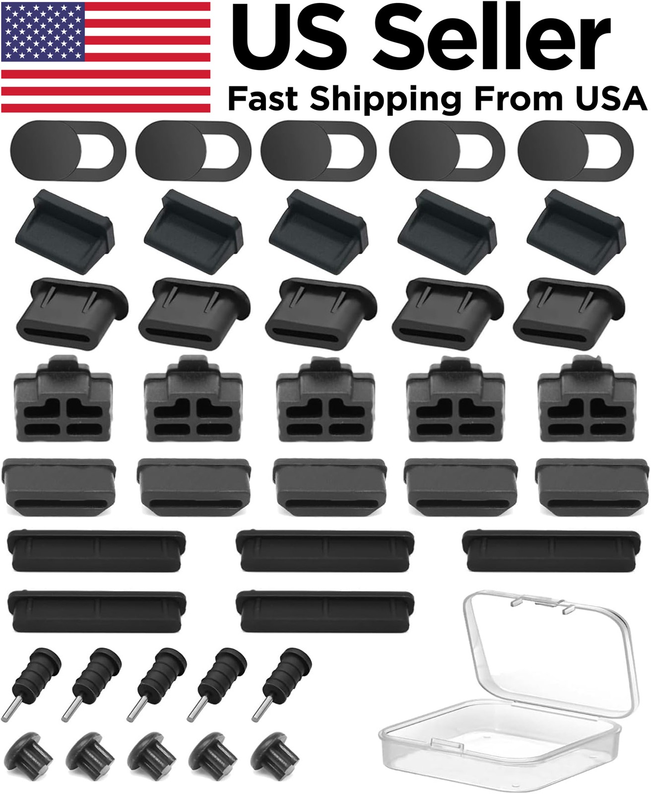 40PCS Silicone Dust Cover Plugs for USB C HDMI Audio SD Card Ports Computer