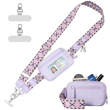 Clip and Go Strap for Phone with Wallet Crossbody Phone Lanyard with Anti-The...