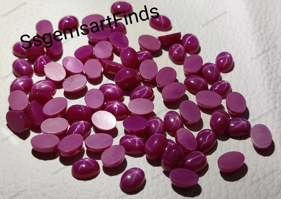 Lab Created ruby Lindy Star oval shape cabs loose gemstone for  jewelry making - Image 2 of 4