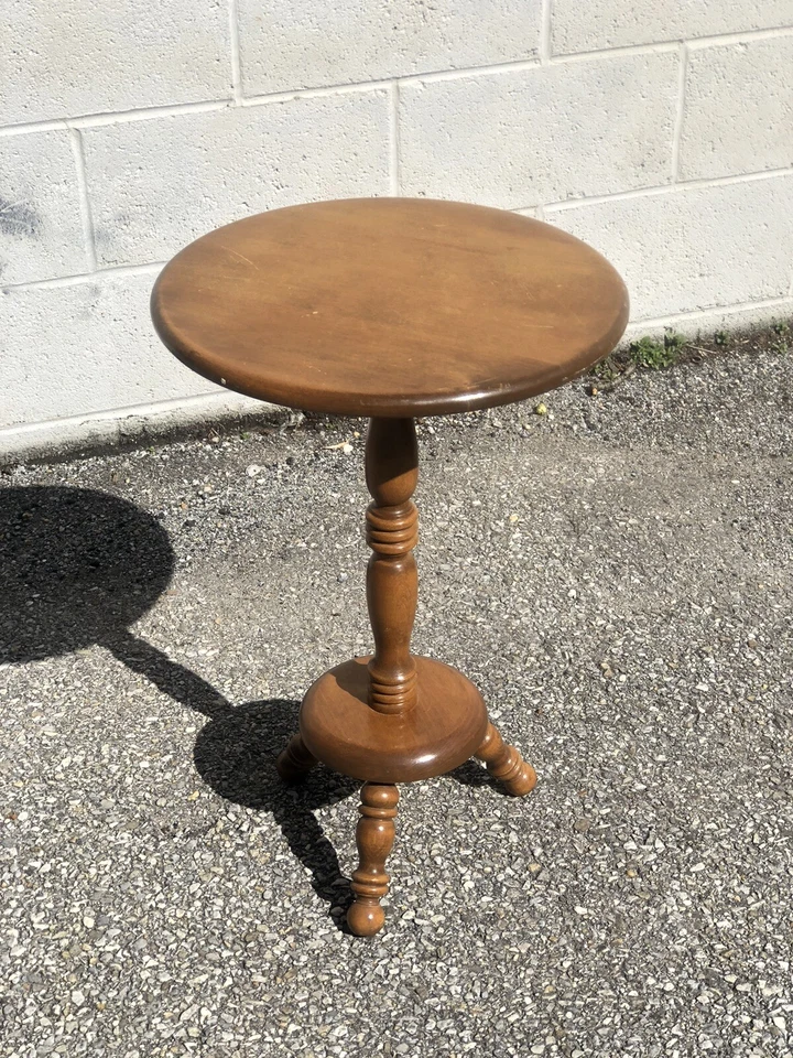 Ethan Allen Amer Trad Solid Maple Birch 3 Leg Pedestal Table Plant Stand Display - Image 2 of 4