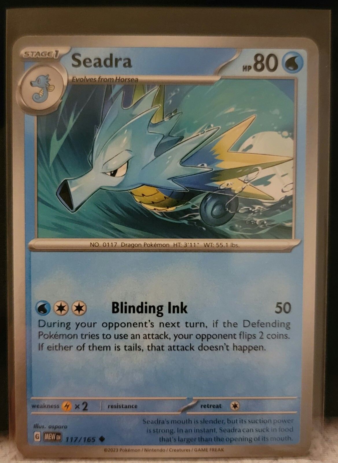 Pokemon TCG Card Seadra 117/165 Scarlet & Violet 151 Uncommon NM