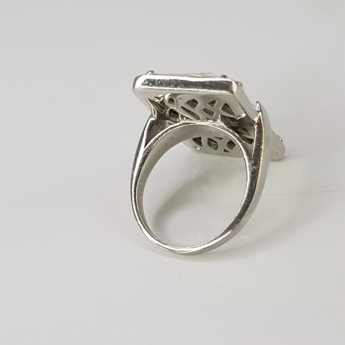 Solid Sterling Silver 925 Chunky Mirror Facited Square Gemstone Ring Size 6.5 - Picture 15 of 22
