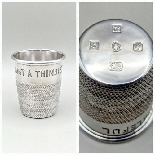 Seltener Queen Jubilee Sterling Silber nur ein Fingerhut Messbecher von 1977
