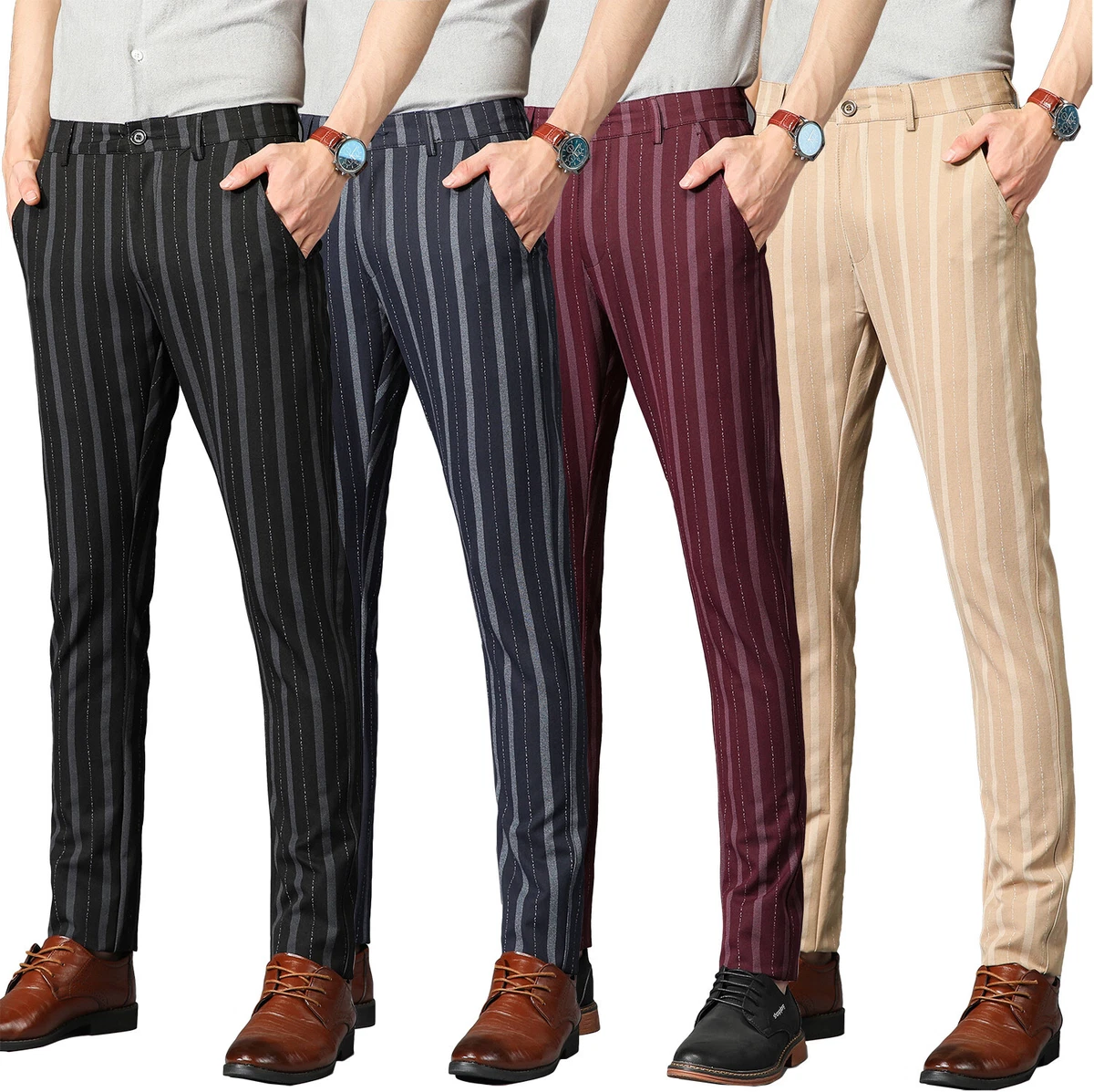 Slim fit striped best sale pants