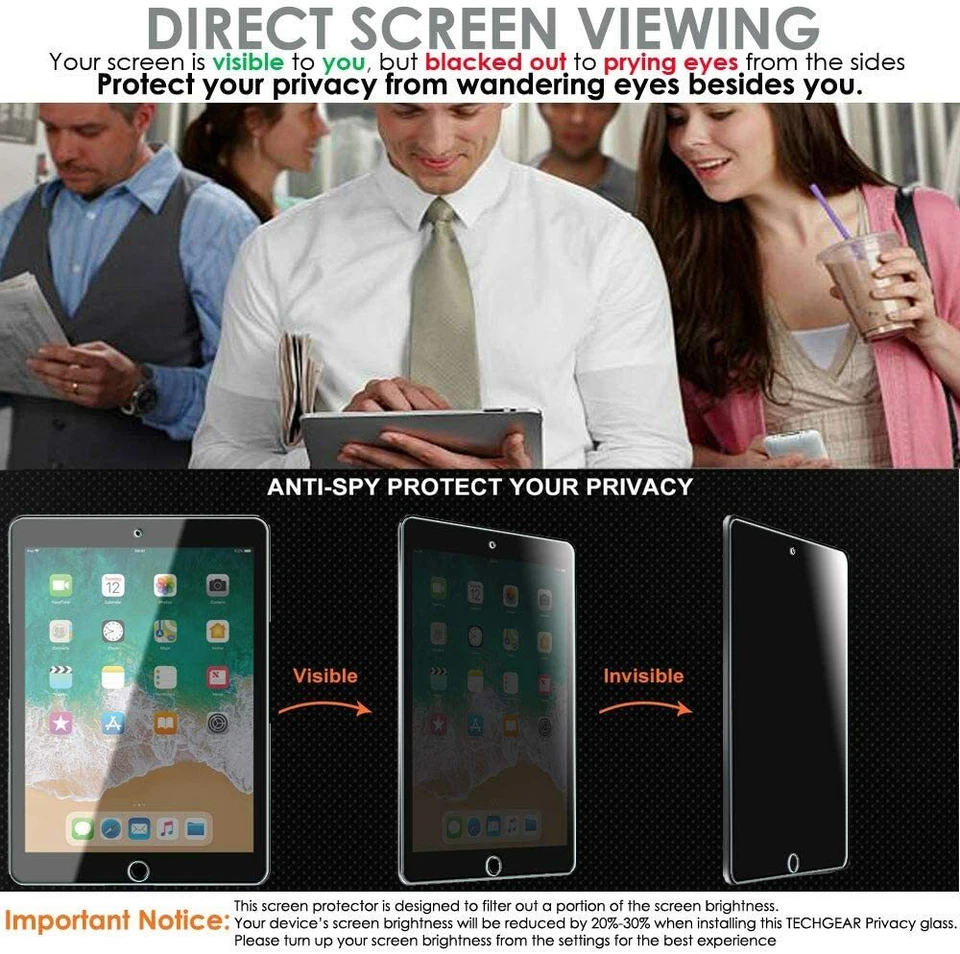 Privacy Tempered Glass Screen Protector Ipad 7/8/9 mini Air pro 11/12.9 - Image 4 of 4