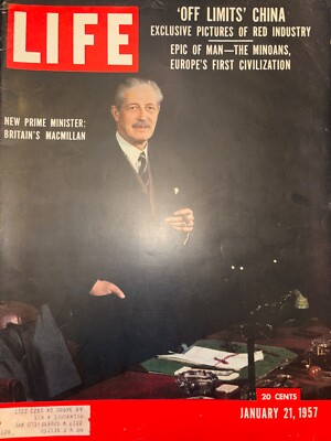 Life Jan 21 1957: UK Eden resigns-MacMillan new PM; Minoan Civ. China off limits