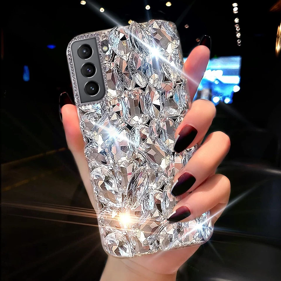 Women Bling Diamond 3D Sparkle Crystal Clear Stones Back Phone Case For Nokia/LG - Image 4 of 4