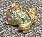 Vtg bejeweled Frog Pin (brooch) Tiny .53”