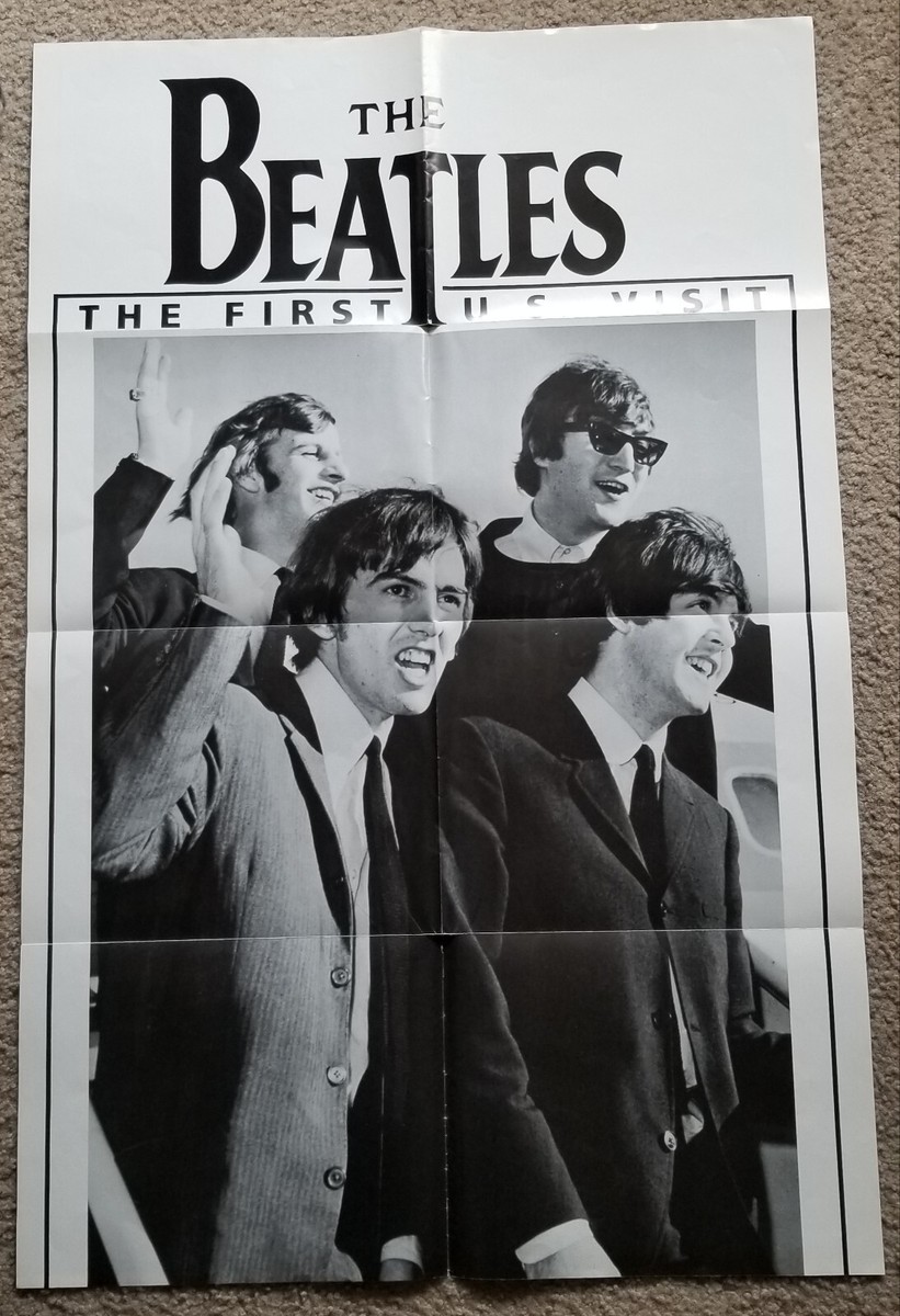 VTG. BEATLES FIRST US TOUR BLACK AND WHITE POSTER 33 5/8 x
