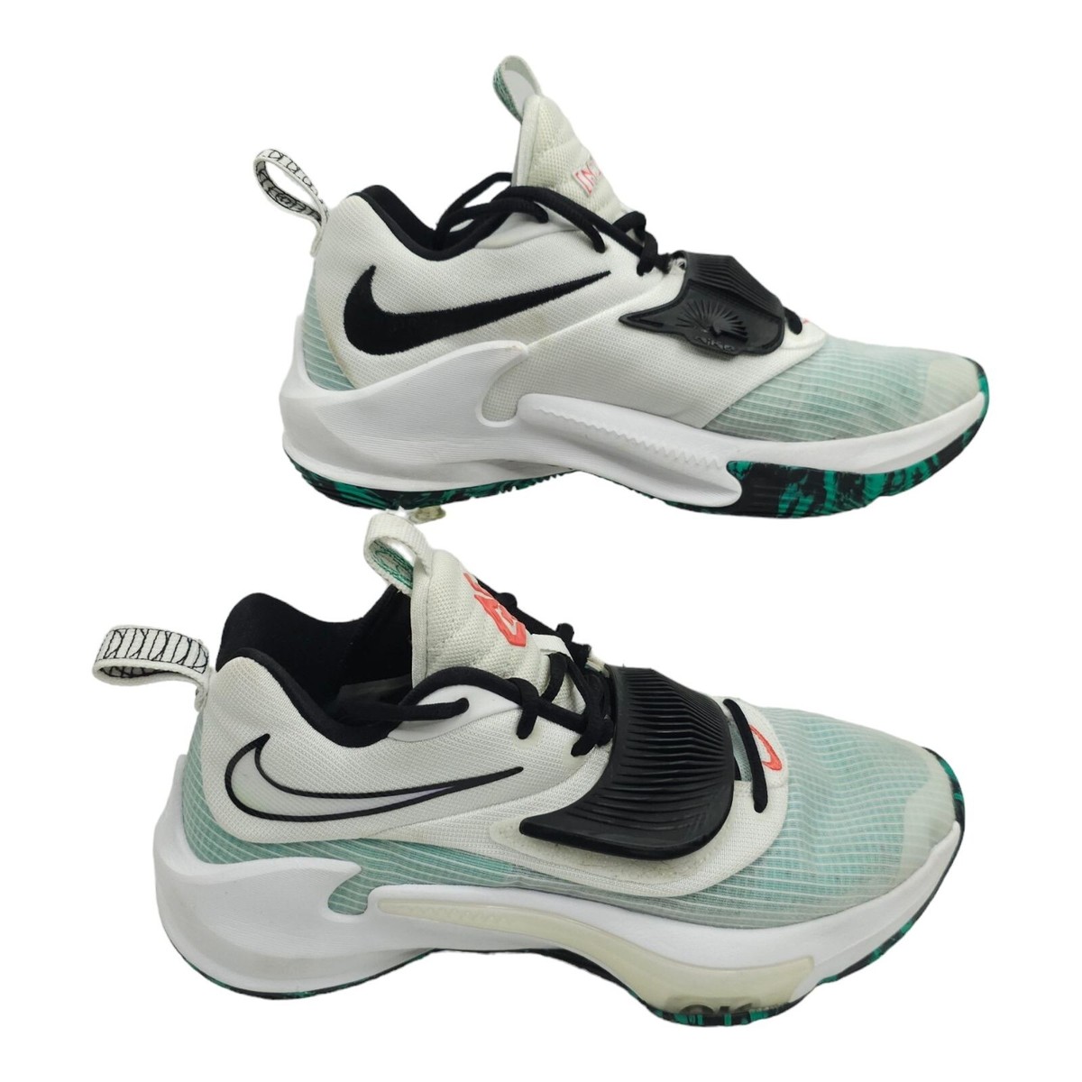 Nike Zoom Freak 3 Mens Sz 7.5 White Black Clear Emerald Green