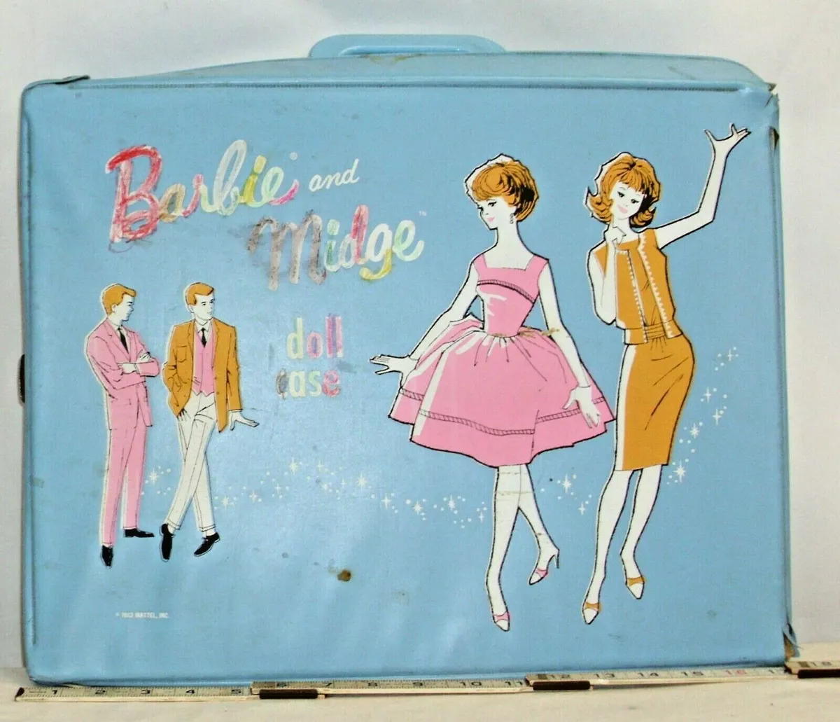 MATTEL BARBIE MIDGE LARGE BLUE VINYL DOLL CASE 1960s eBay