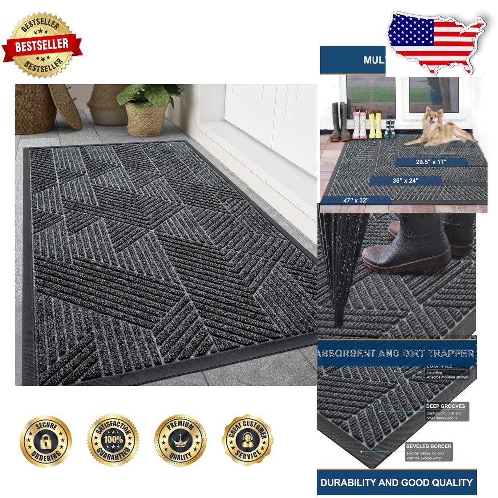 71x24 Heavy-Duty Rubber Doormat - Durable, Moisture-Trapping, Non-Slip