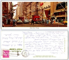 [OS1] Postcard Oversized 1961, 8x3.5 State Street Chicago, crease