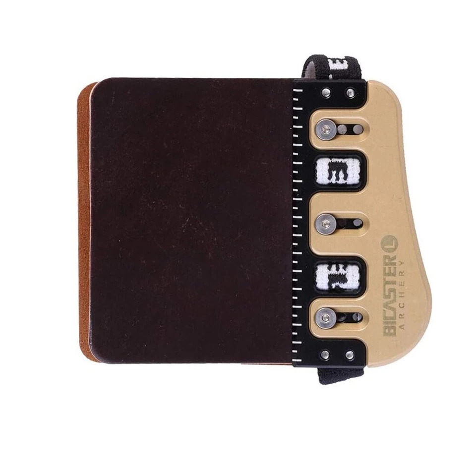 Archery Barebow Finger Tab Brass Plate Leather Guard Protector RH LH Bow Hunting - Image 2 of 4