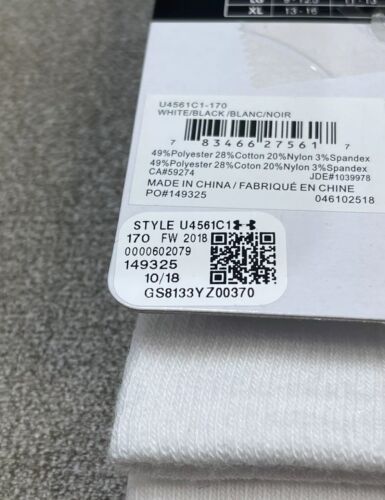 Under Armour Socks White UA Team Performance Cushion Crew Logo Youth Large L UA - Picture 3 of 3