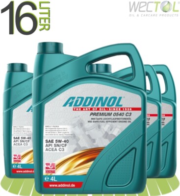 4x4 Liter Addinol Premium 0540 C3 5W-40 Motoröl für viele VW Audi MB BMW FIAT