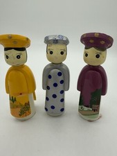3 Vtg Hand Painted Vietnamese Folk Dolls 4 3/4  