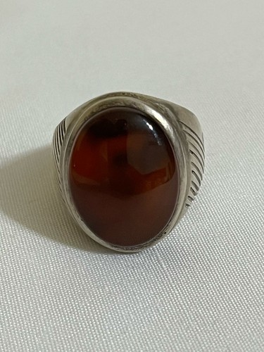 Men’s Silver 925 Elegant Ring with Authentic Red Yemeni Aqeeq – عقيق يمني موشح - Picture 8 of 12