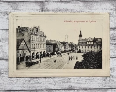 AK Hohenelbe Vrchlabi Hauptstrasse Rathaus Hotel Schwan Vintage Ansichtskarte - Bild 1 von 2