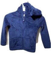 Carters boys SZ 5 navy blue zip up fleece lined hoodie, Polyester, Front Pockets