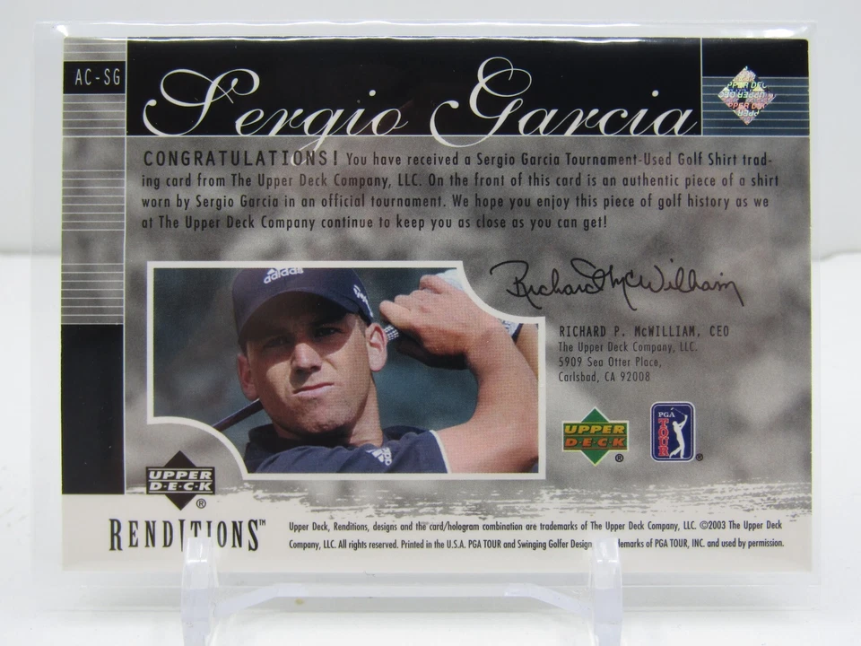 SERGIO GARCIA 2003 UPPER DECK RENDITIONS JUMBO TOURNAMENT USED SHIRT PATCH! - Image 2 of 2