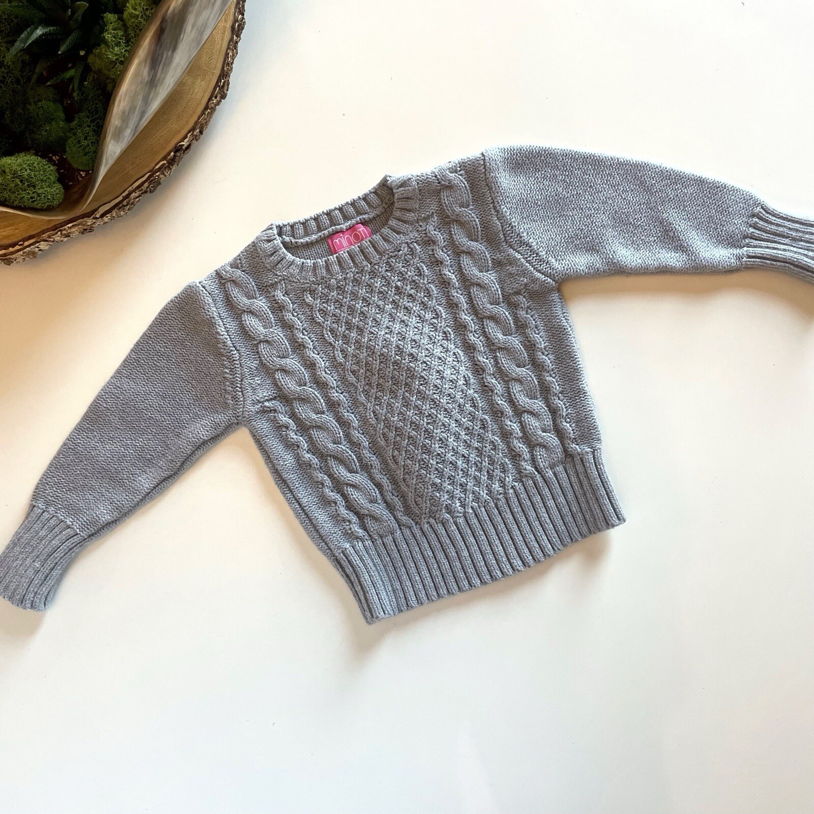 Minoti Girl’s Grey Cable Knit Sweater 1.5-2 Years