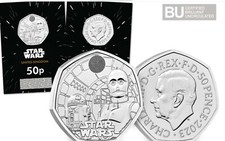 1ST UK 2023 STAR WARS 50P R2- D2 & C-3PO CERTIFIED BRILLIANT UNCIRCULATED