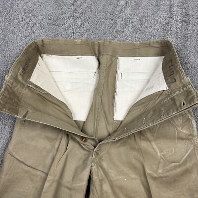 Vintage 40s WW2 Khaki Chino Pants Mens 29x33 Military US Vintage 40s WW2 Khaki Chino Pants Mens 29x33 Military US