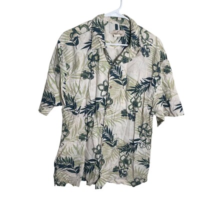 Paradise Shores Hawaiian Shirt Men's XL Colorful Floral Button Up Vacation Top