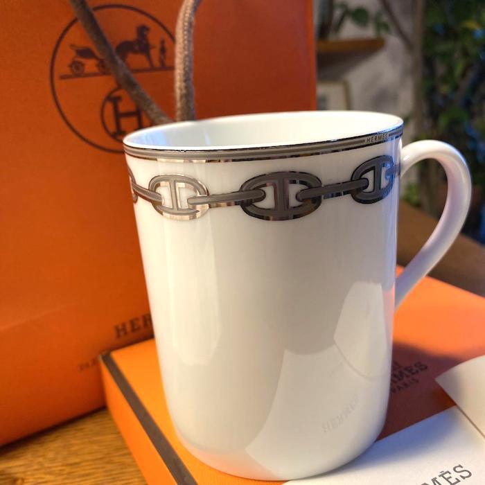 Hermes Coffee Mug Cup Chaine D'Ancre Platinum Tableware Tea Hermes Coffee Mug Cup Chaine D'Ancre Platinum Tableware Tea