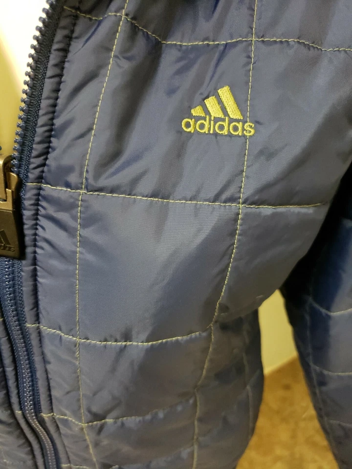 Abrigo con Capucha Cremallera Completa Reversible Adidas Niñas Talla L Bolsillos Azul Verde UNISEX Foto 2 de 4