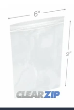 1000 Pcs- 6" x 9", 2 Mil Reclosable Plastic Zip Poly Bags- Clear Resealable Seal