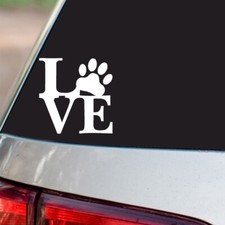 Love Paw Sticker Animal Pet Dog Cat Paw all chrome and regular vinyl colors
