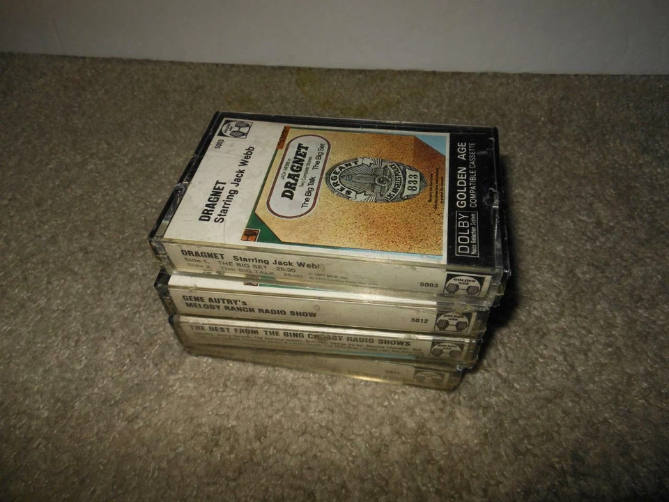 NEW 4 VINTAGE DRAGNET AUTRY BING CROSBY FIBBER RADIO SHOW CASSETTE TAPES SEALED - Image 3 of 4