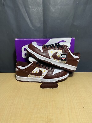 Nike Dunk SB Low Supreme Barkoot Brown White Stars Travis Bape Off Size 8.5
