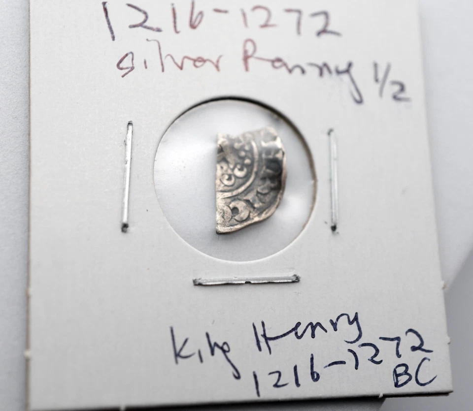 England Henry III 1216-1272 Hi-Grade Long Cross Silver Half Penny - Cut for Trad - Image 4 of 4