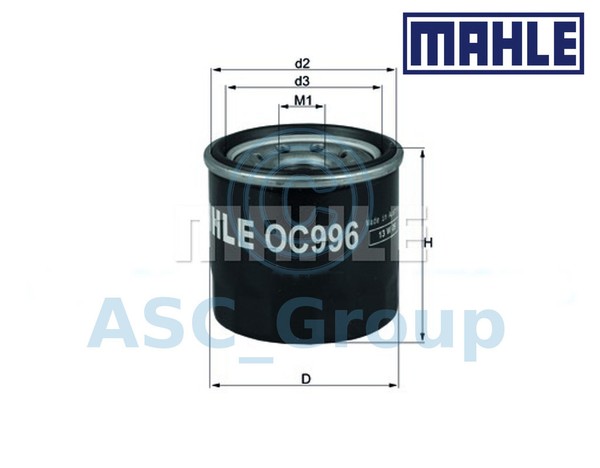Original Mahle Ersatz Schraubbarer MotoröLfilter OC 996 OC996-image