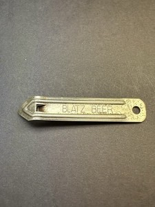Vintage Blatz Beer Bottle Opener Antique Church Key Brewing Advertising Tin