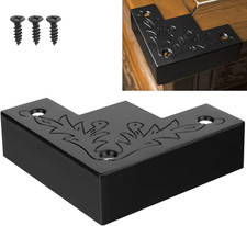Black Metal Corner Protector 3.3  3.3  1 in Decorative Wood Funiture 4Pcs Barn