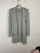 Free People Womens Cardigan Medium Gray Chunky Knit Open Slouchy Beachy Long