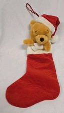 Disney Winnie the Pooh 3D Plush Christmas Stocking Red Santas Best 20"