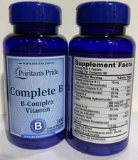 Puritan's Pride Complete B (Vitamin B Complex) - 100 Caplets (Pack of 2)